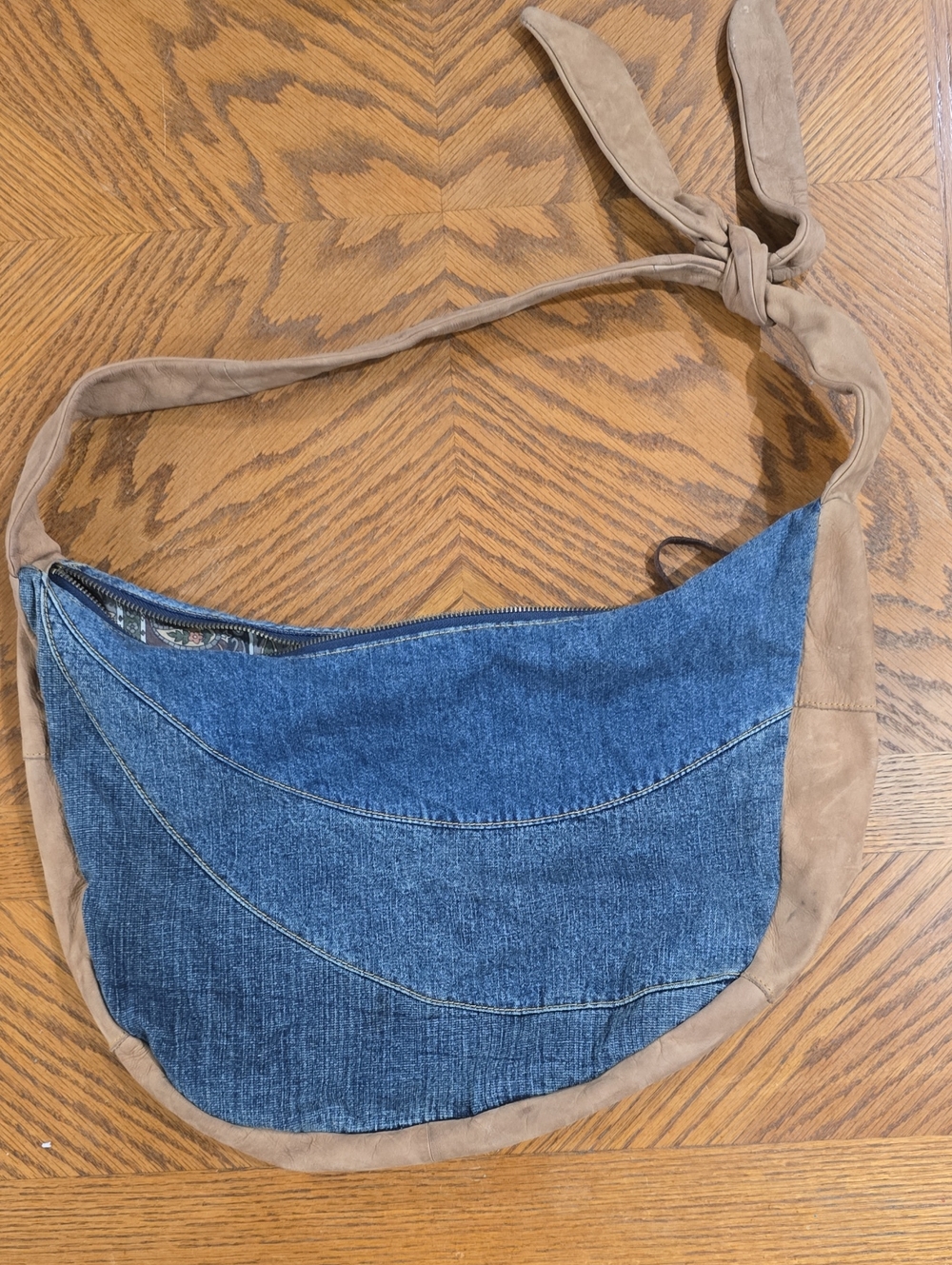 Lucky Brand Denim Crossbody with Paisley Interior